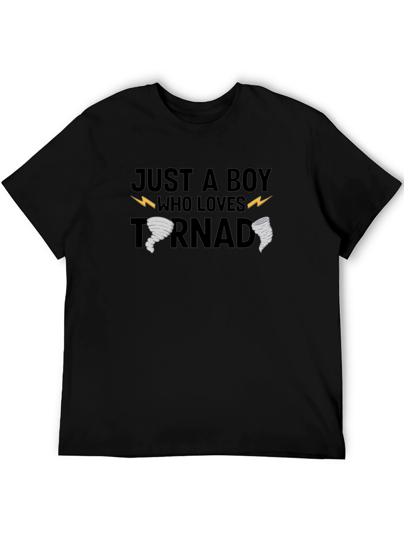Just a Boy Who Loves Tornadoes Black T-Shirt