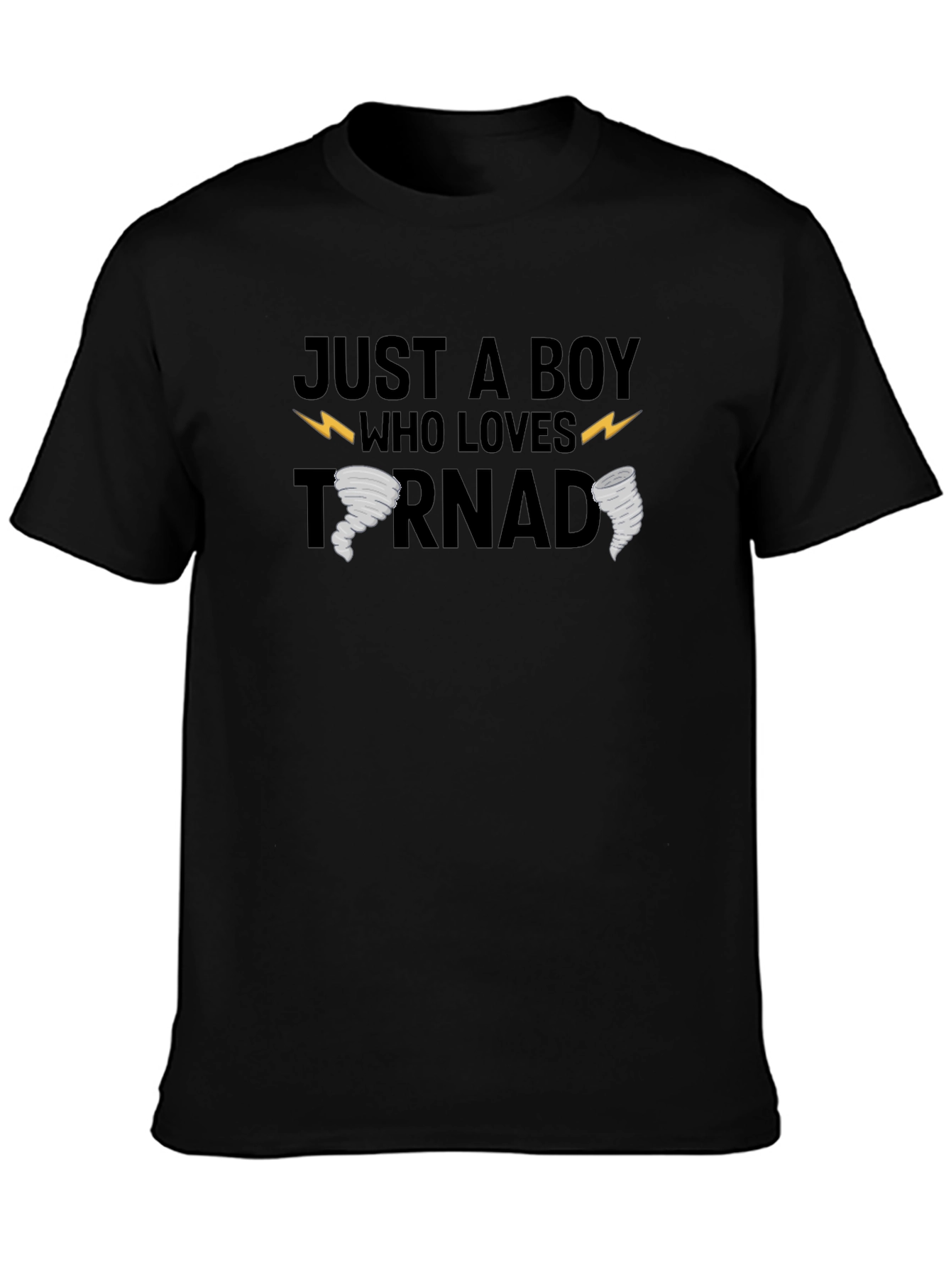 Just a Boy Who Loves Tornadoes Black T-Shirt