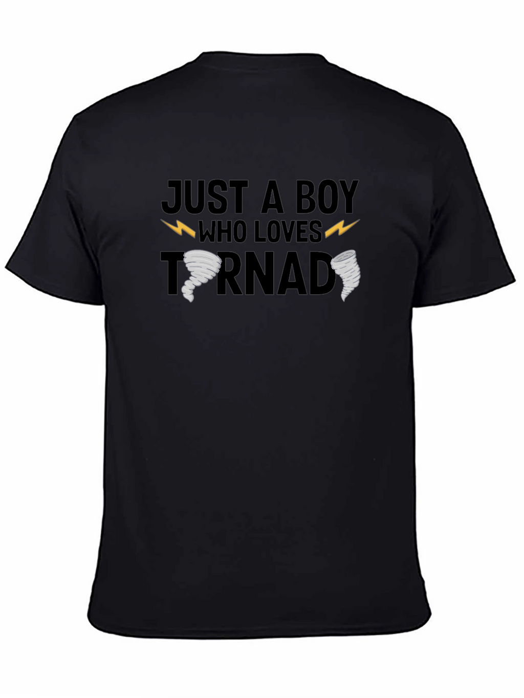 Just a Boy Who Loves Tornadoes Black T-Shirt