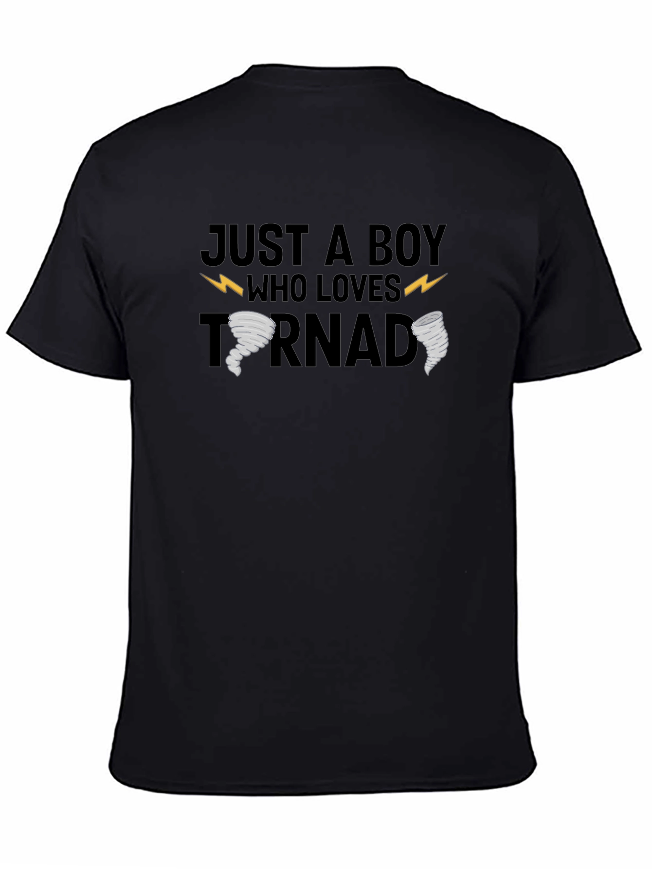 Just a Boy Who Loves Tornadoes Black T-Shirt