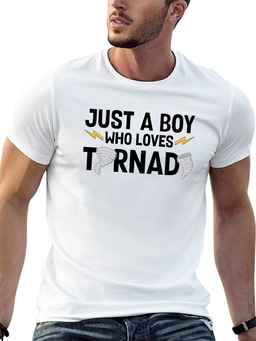 Just a Boy Who Loves Tornadoes Black T-Shirt