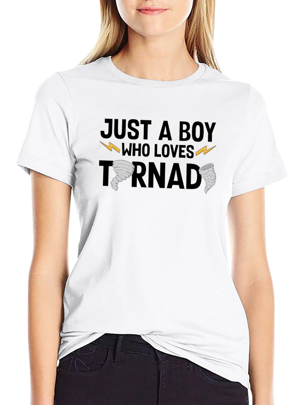 Just a Boy Who Loves Tornadoes Black T-Shirt
