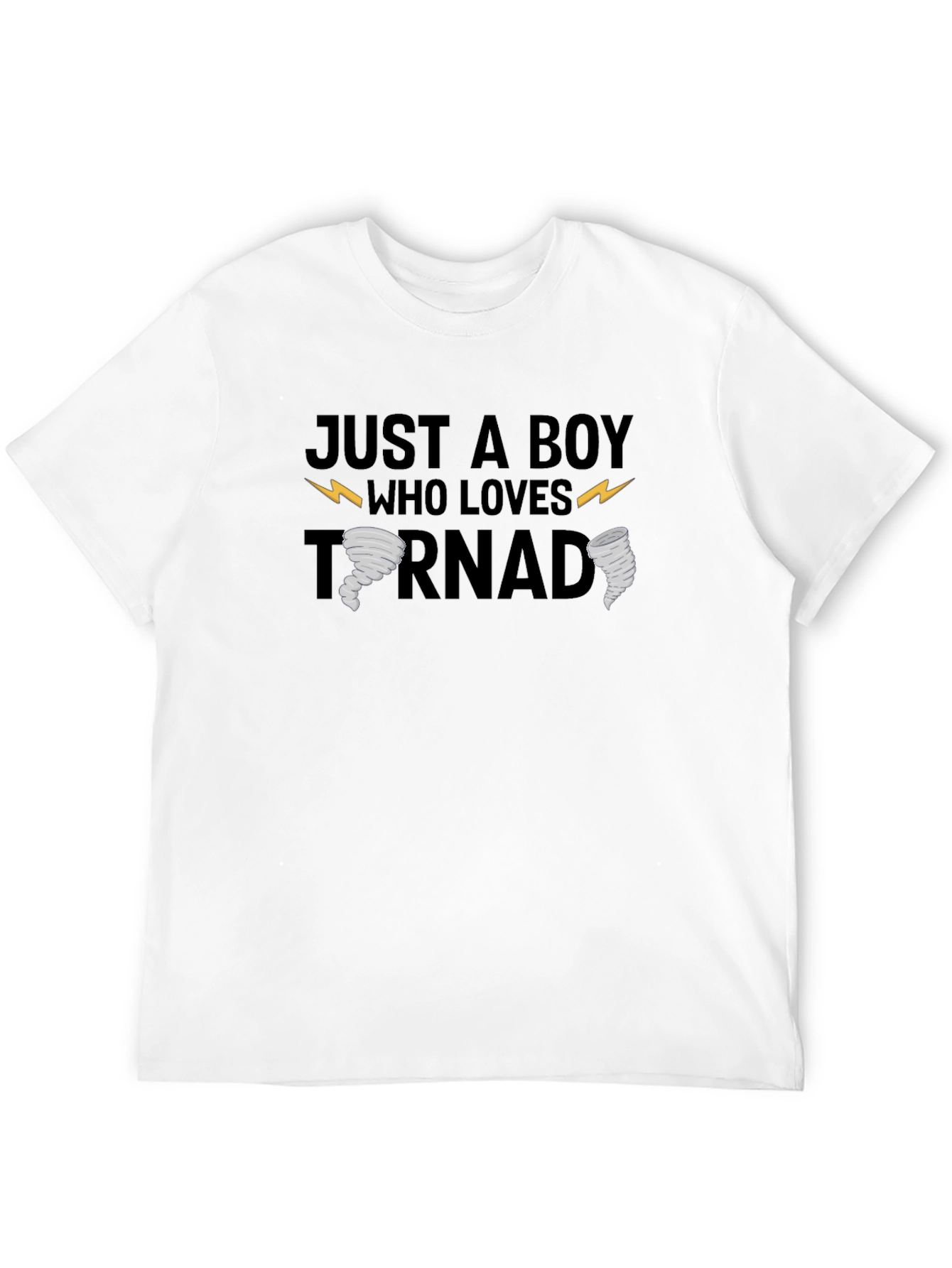 Just a Boy Who Loves Tornadoes Black T-Shirt