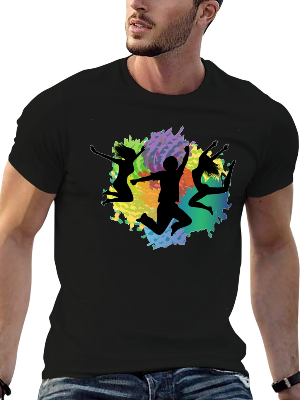 Vibrant Silhouette Graphic Tee - Modern Crew Neck