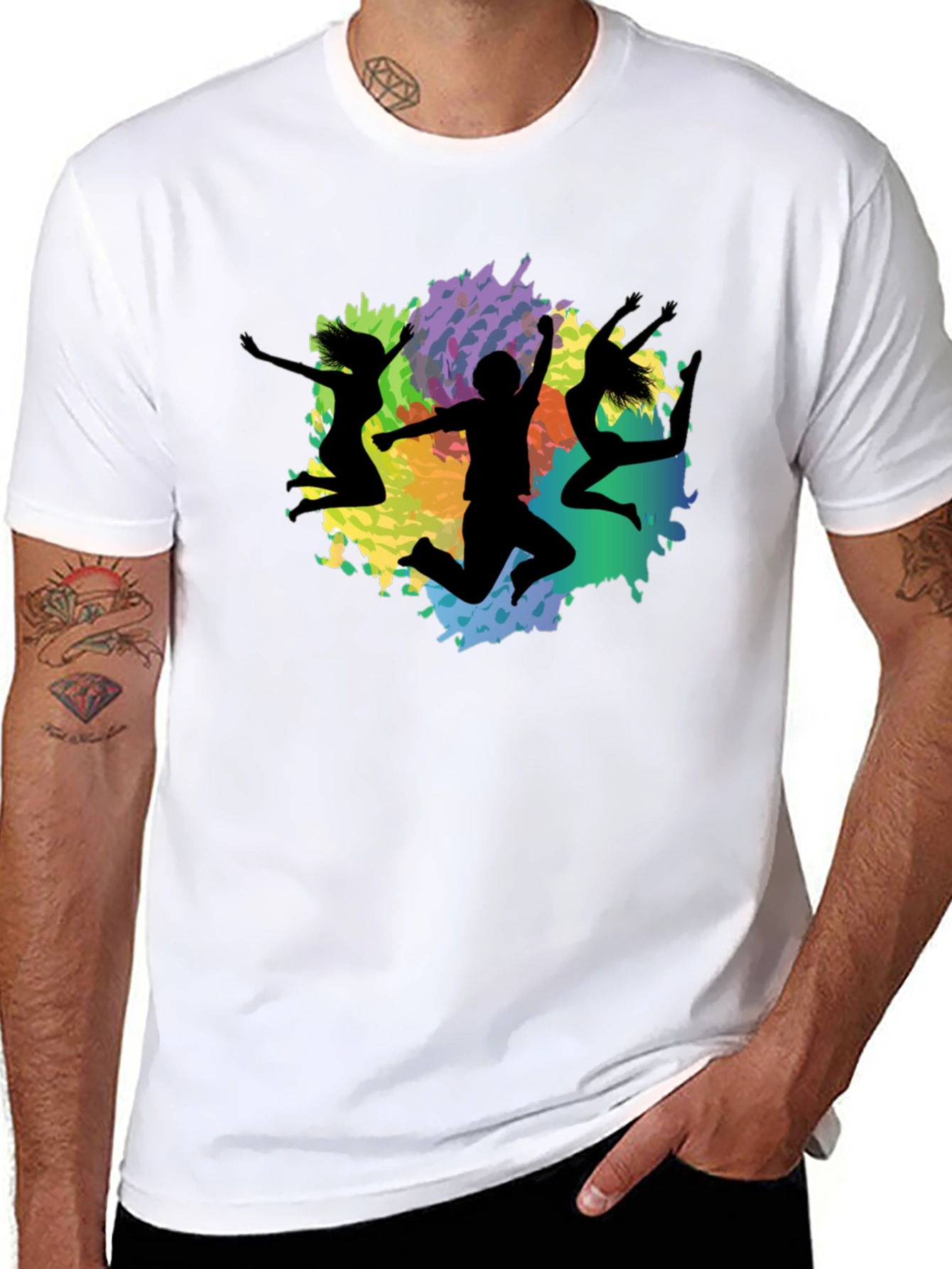 Vibrant Silhouette Graphic Tee - Modern Crew Neck