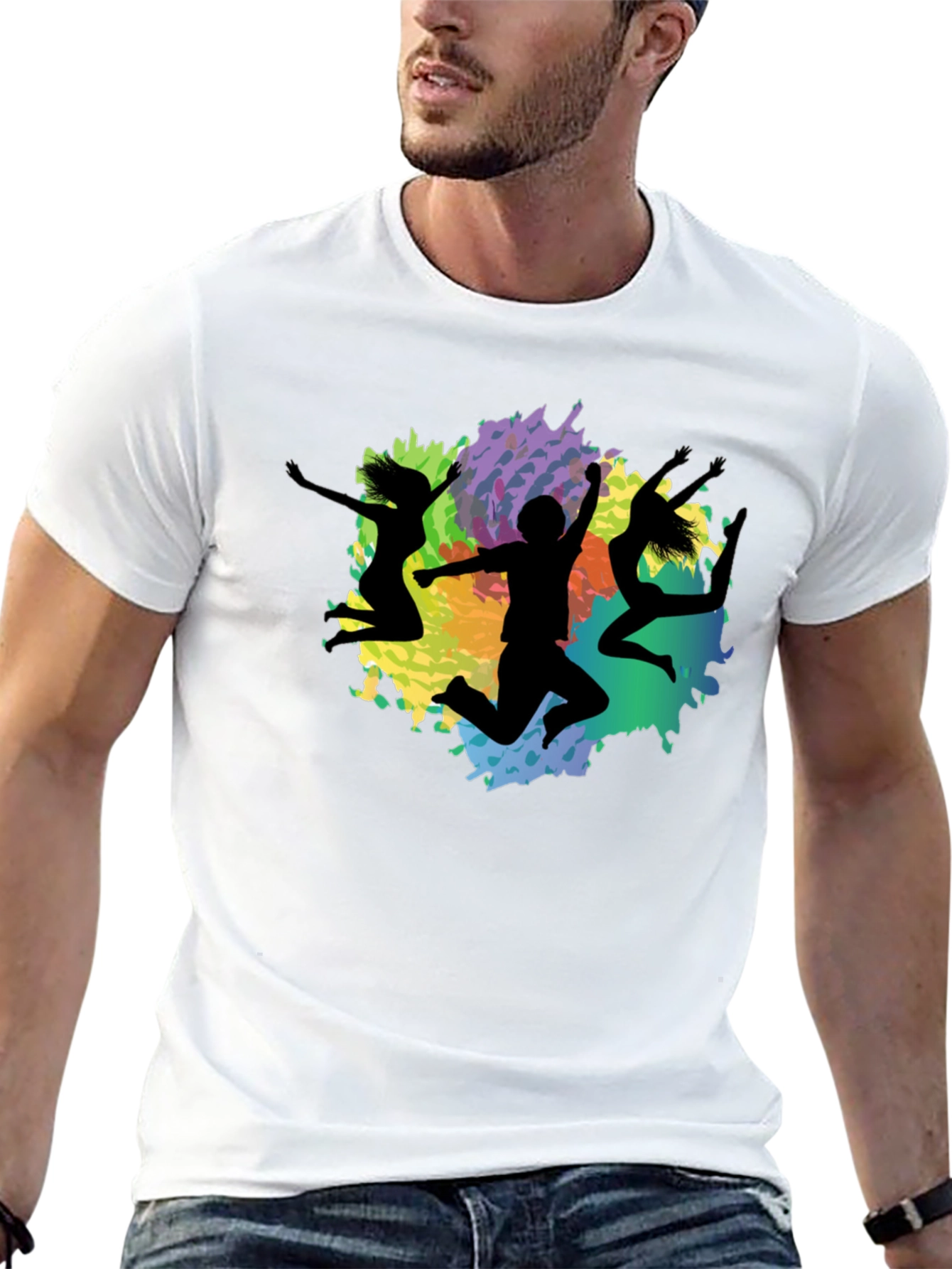 Vibrant Silhouette Graphic Tee - Modern Crew Neck