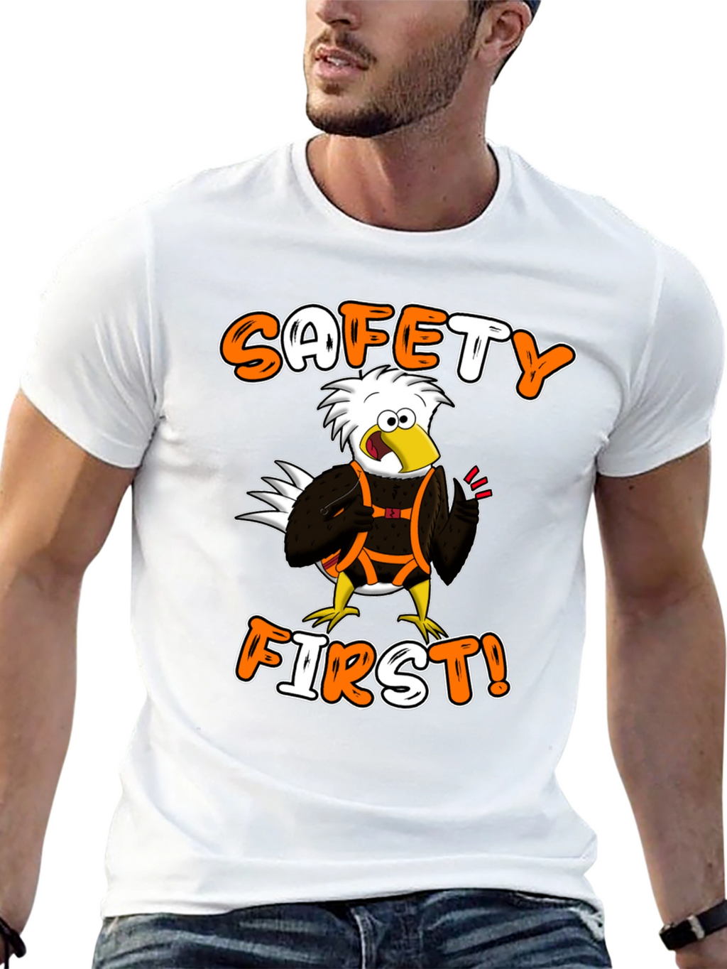Safety First Cartoon Eagle T-Shirt