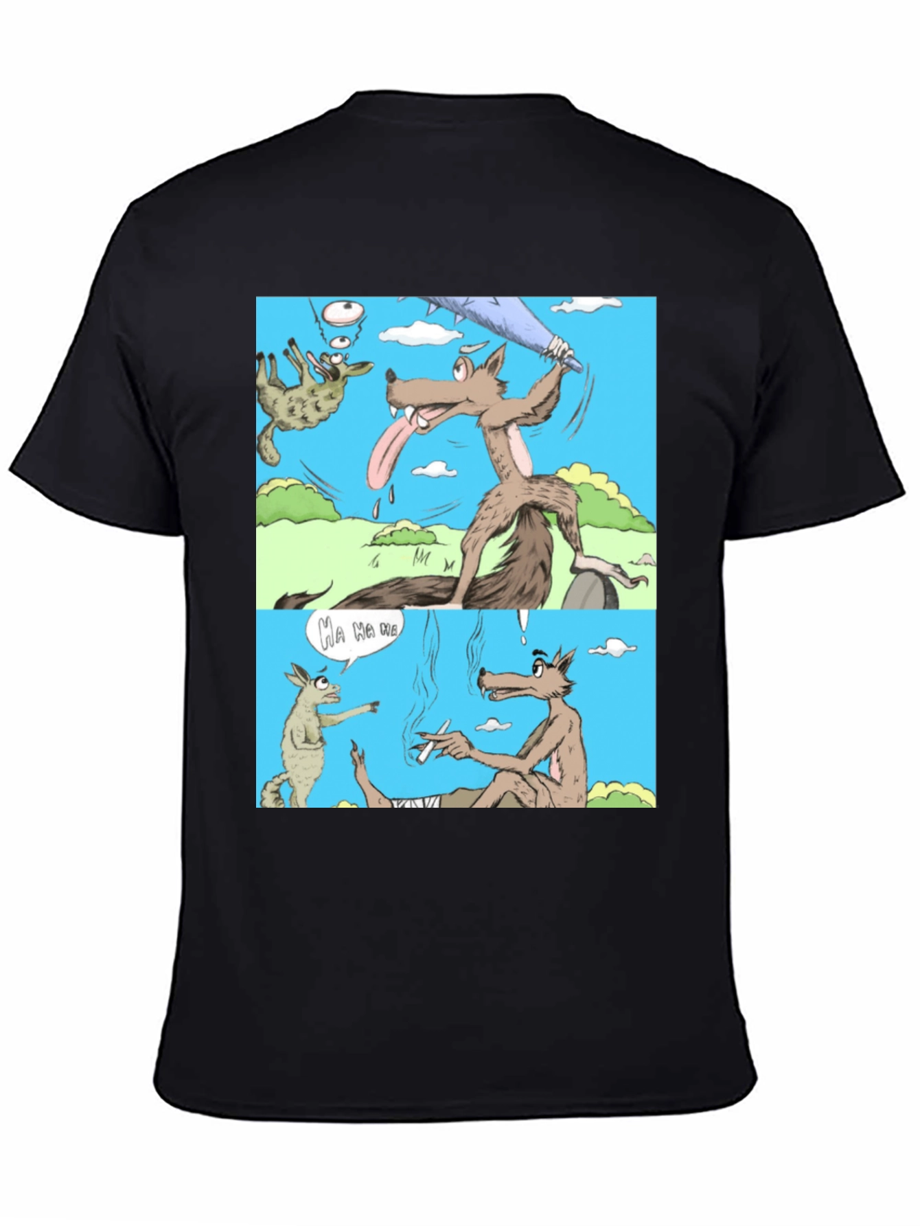 Cartoon Wolf Graphic T-Shirt Humor Tee