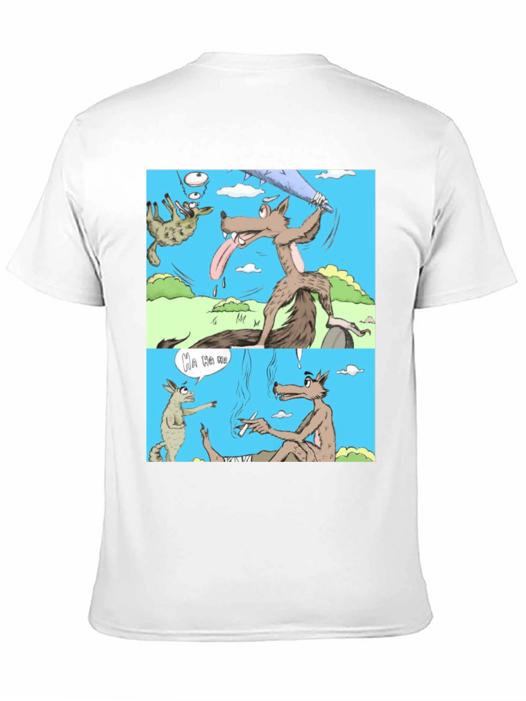 Cartoon Wolf Graphic T-Shirt Humor Tee