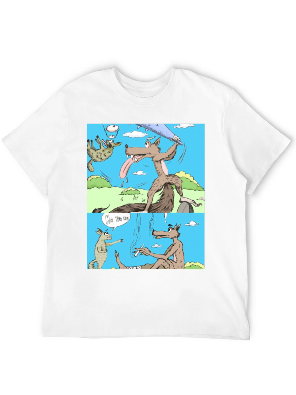 Cartoon Wolf Graphic T-Shirt Humor Tee