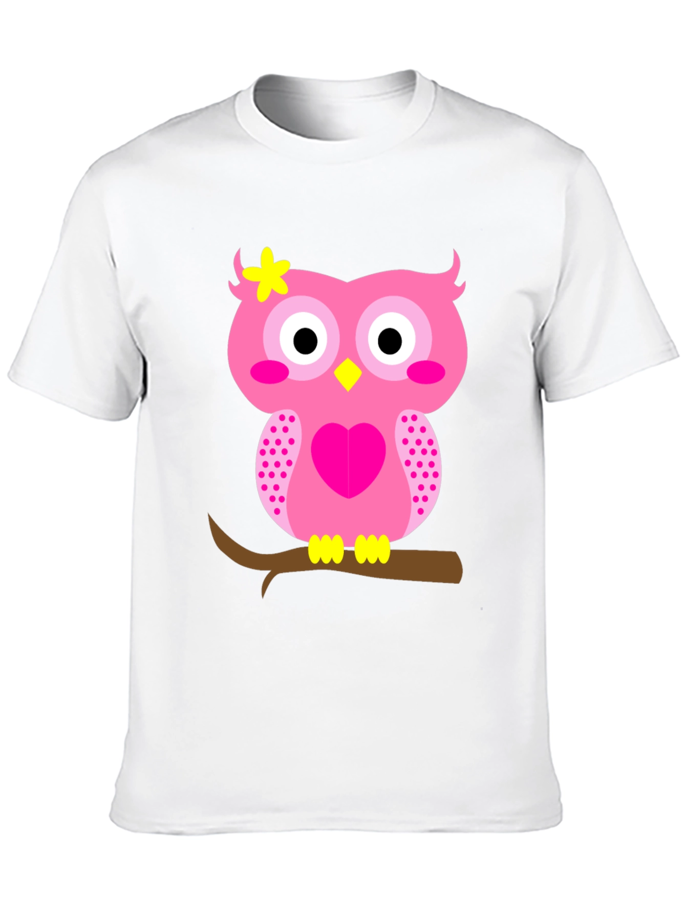 Cute Pink Owl Graphic Tee - Black T-Shirt