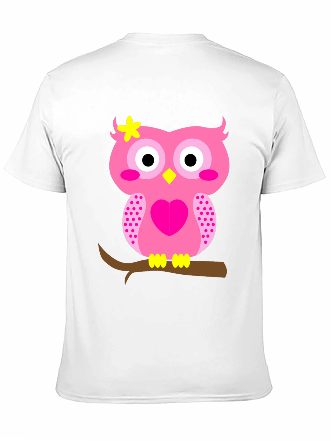 Cute Pink Owl Graphic Tee - Black T-Shirt