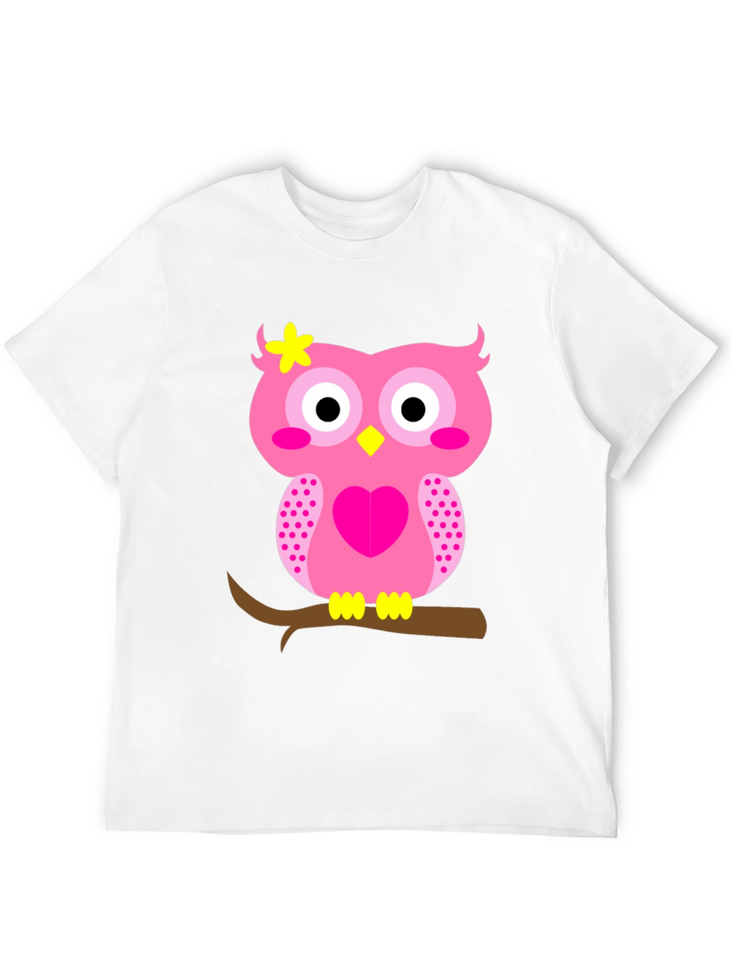 Cute Pink Owl Graphic Tee - Black T-Shirt