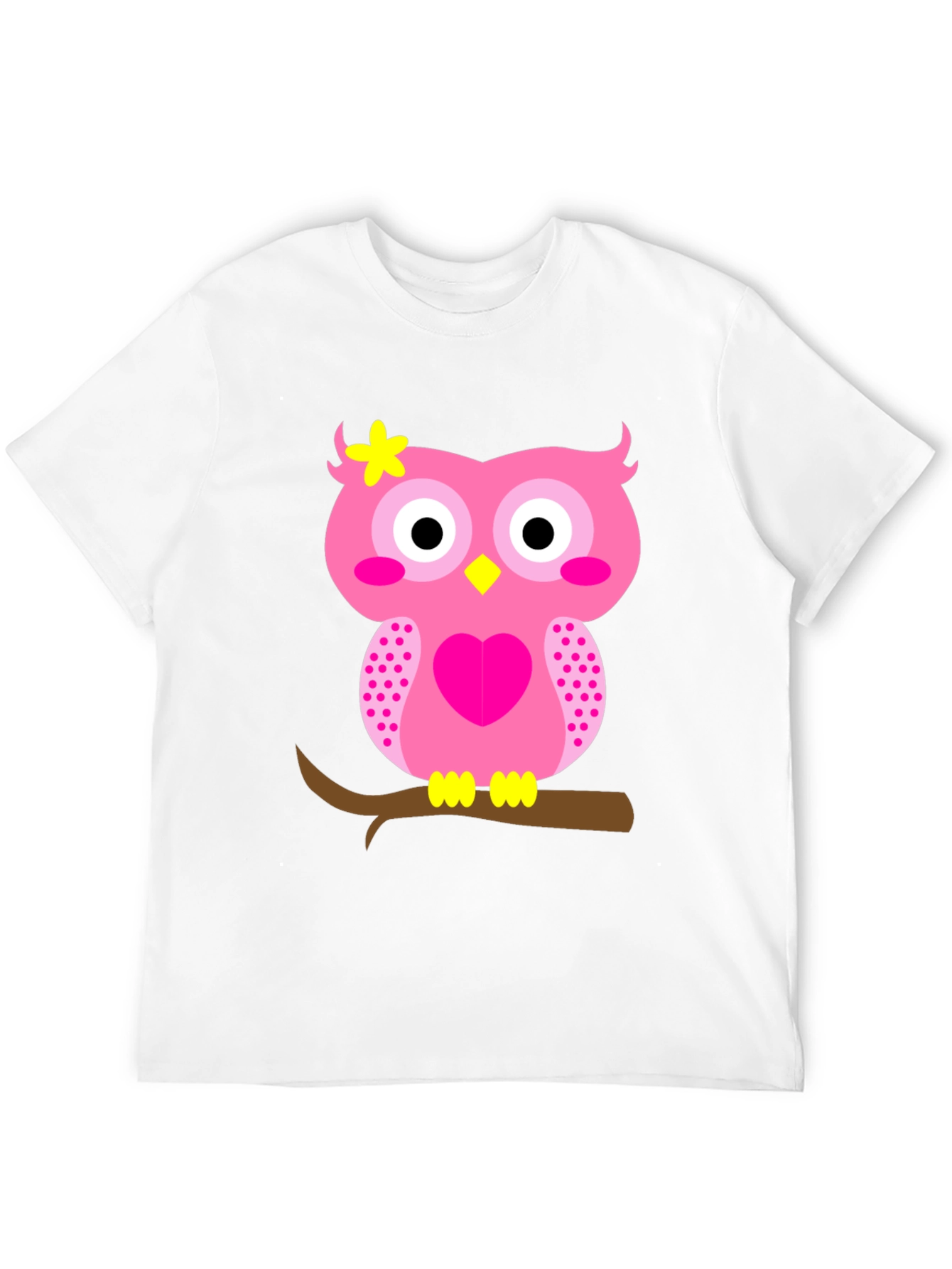 Cute Pink Owl Graphic Tee - Black T-Shirt