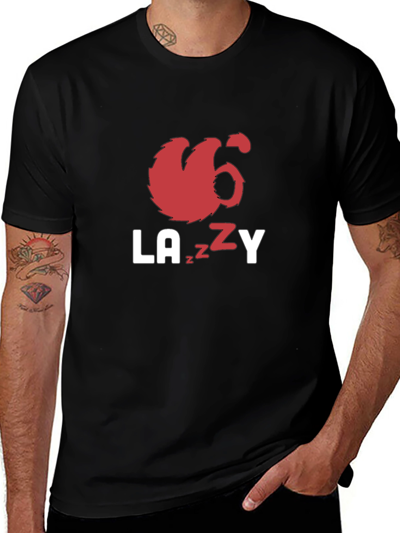 Lazy Sloth Graphic Tee - Black Unisex T-Shirt