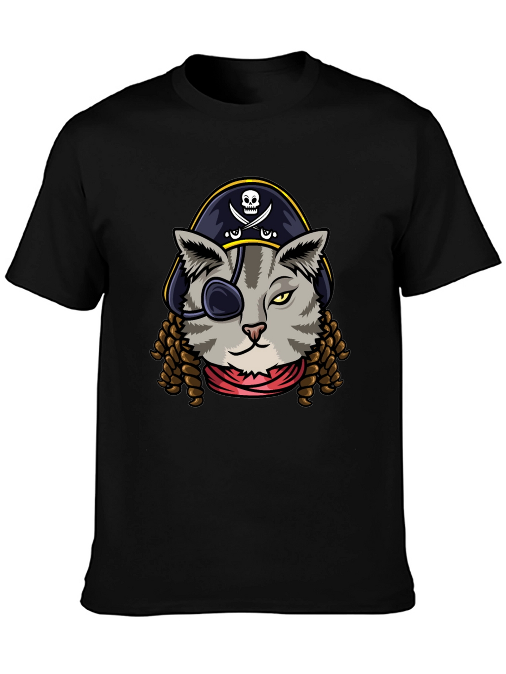 Pirate Cat Graphic Tee - Novelty Humor T-Shirt