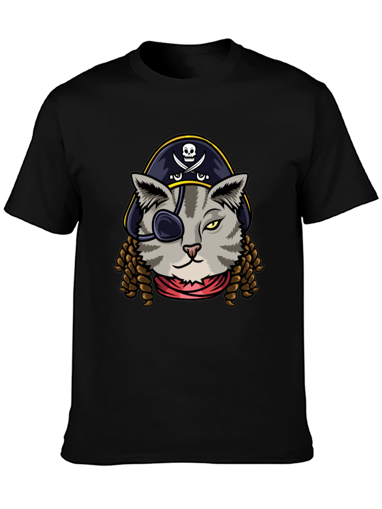 Pirate Cat Graphic Tee - Novelty Humor T-Shirt