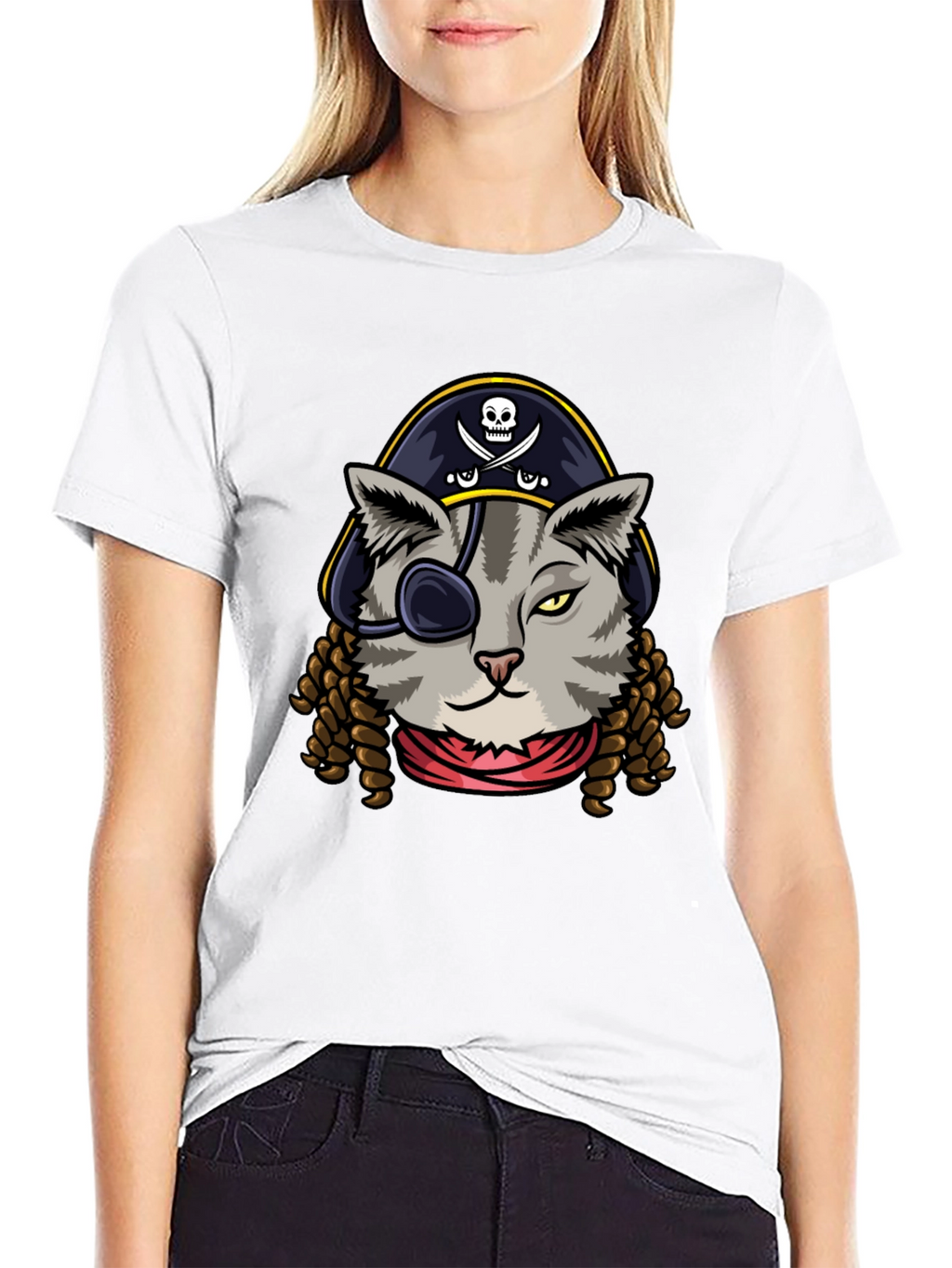 Pirate Cat Graphic Tee - Novelty Humor T-Shirt