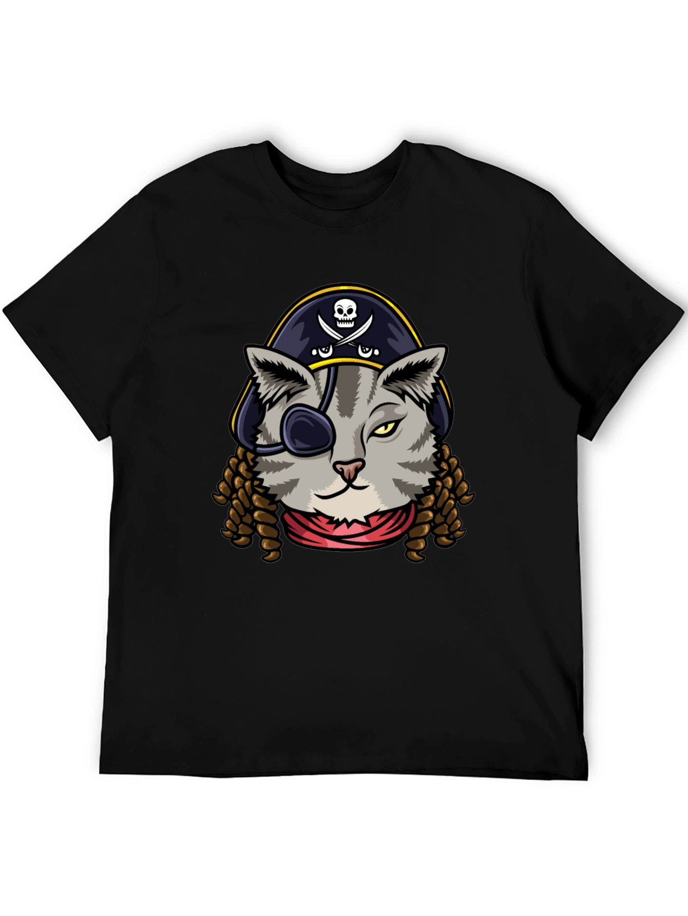 Pirate Cat Graphic Tee - Novelty Humor T-Shirt