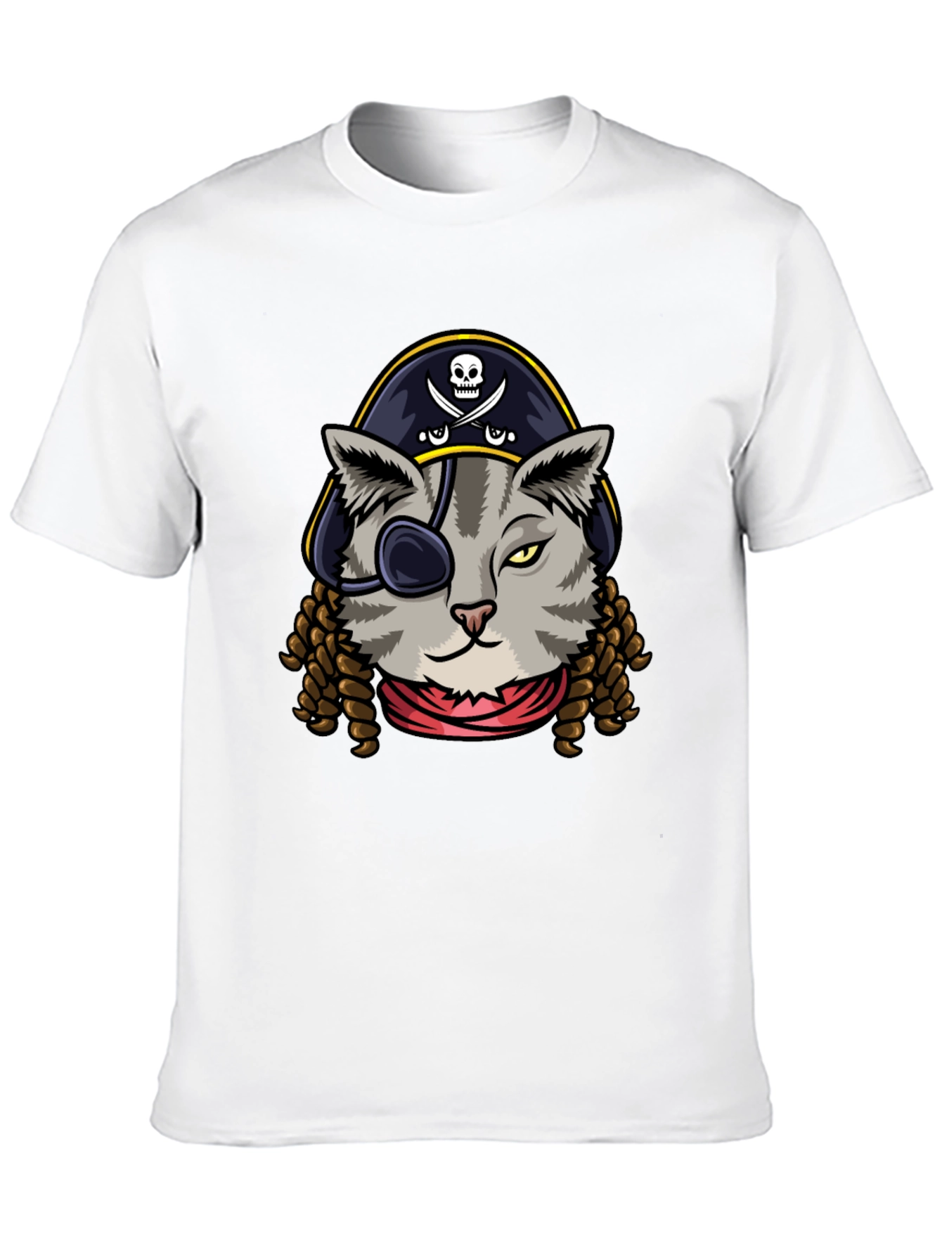 Pirate Cat Graphic Tee - Novelty Humor T-Shirt