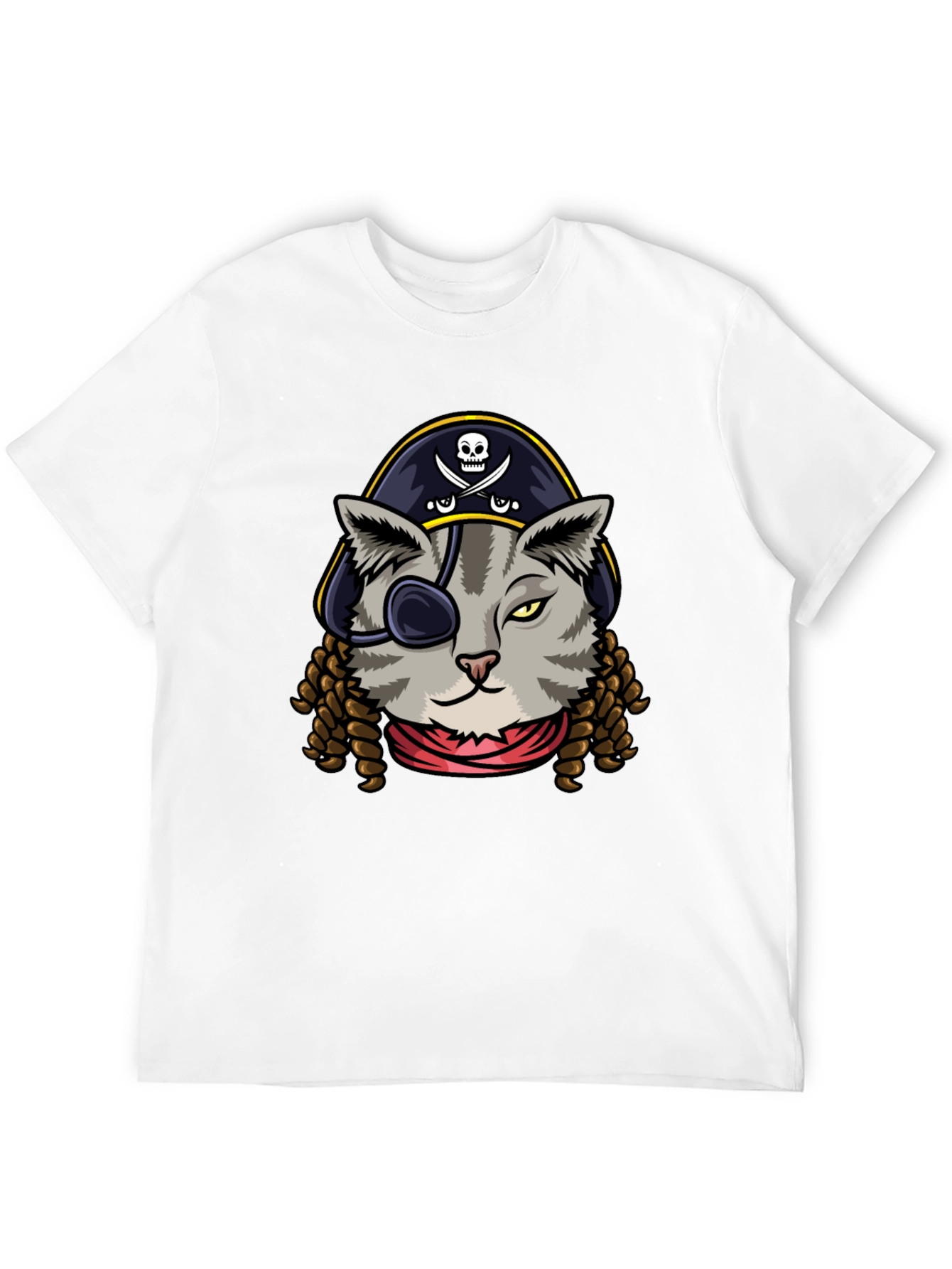 Pirate Cat Graphic Tee - Novelty Humor T-Shirt