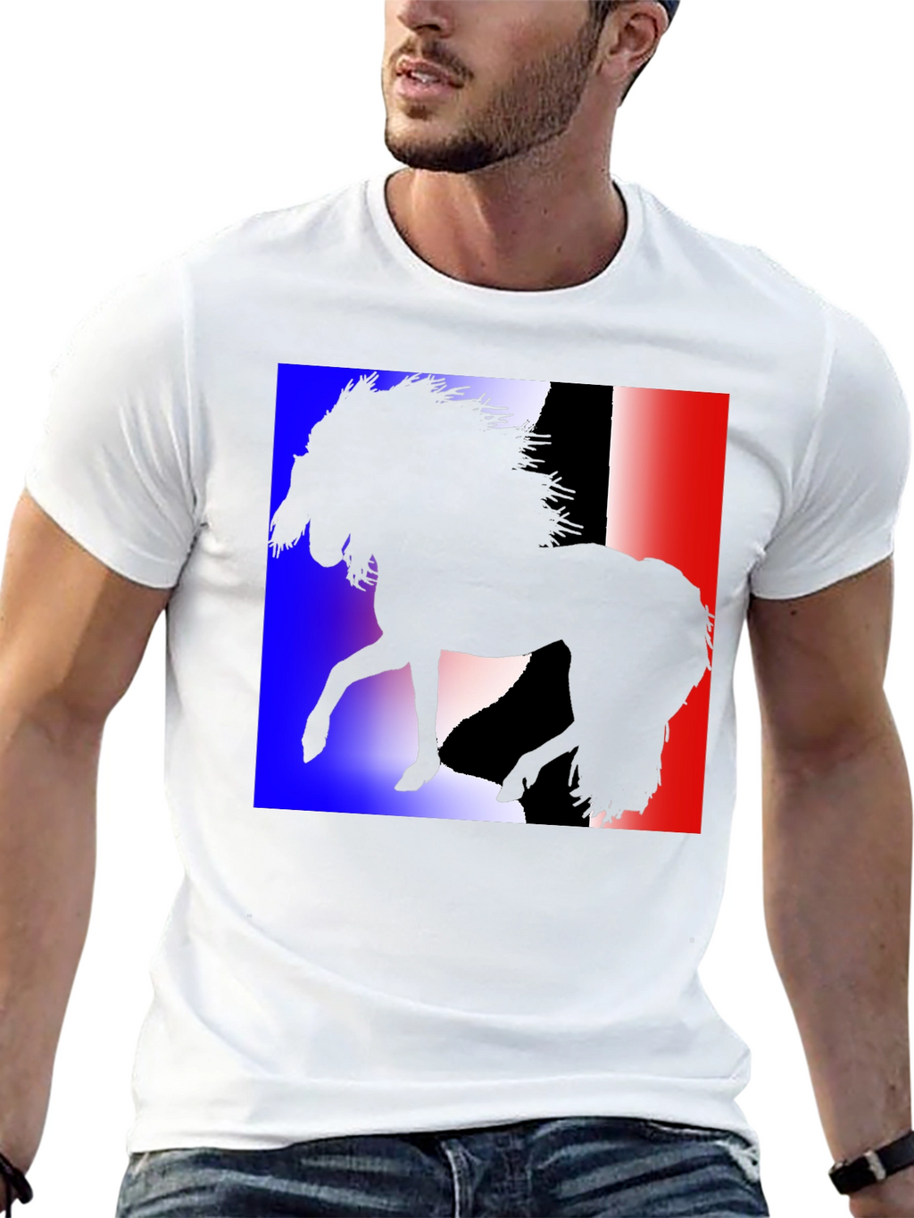 French Flag Horse Silhouette Graphic T-Shirt
