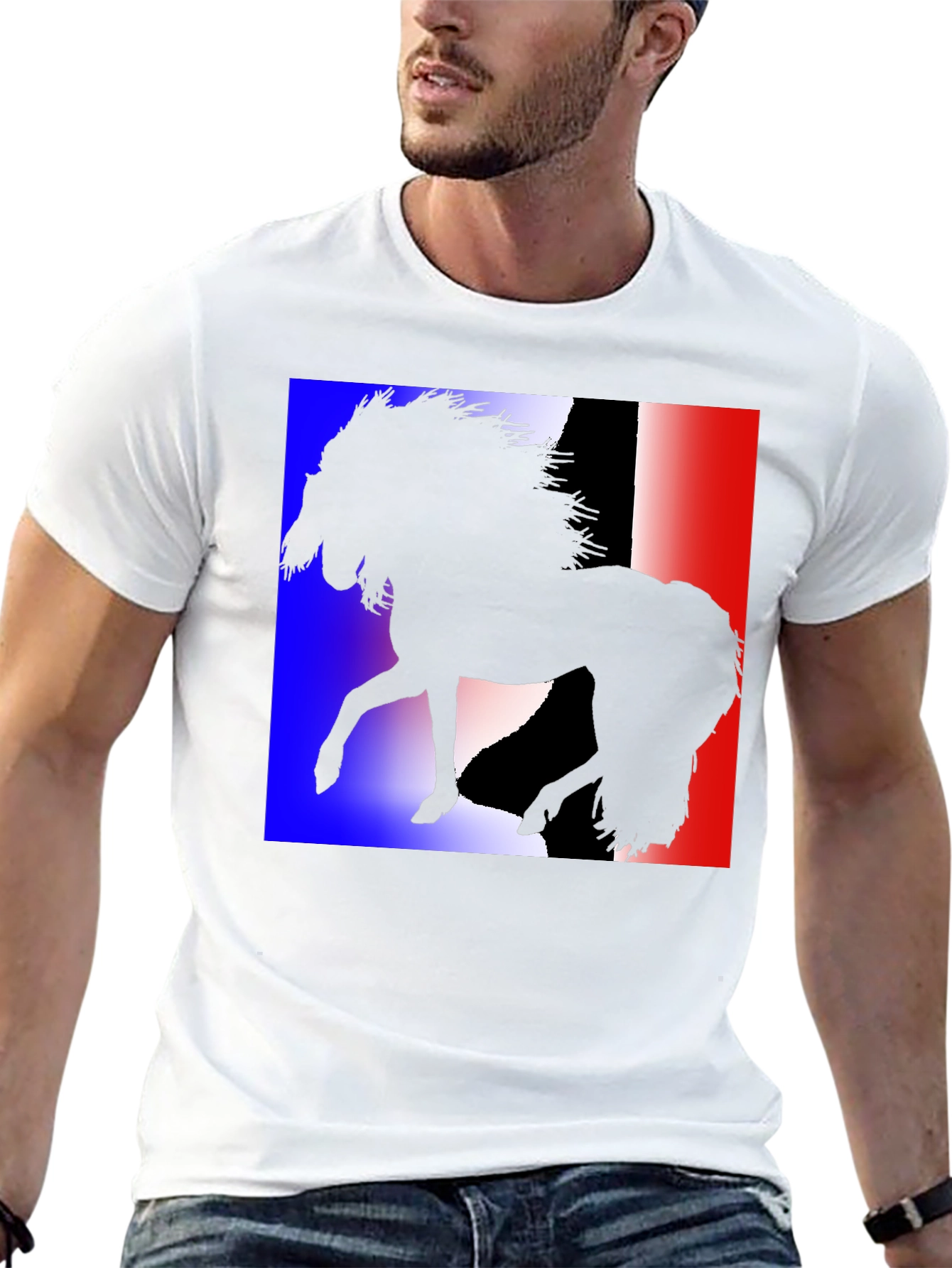 French Flag Horse Silhouette Graphic T-Shirt