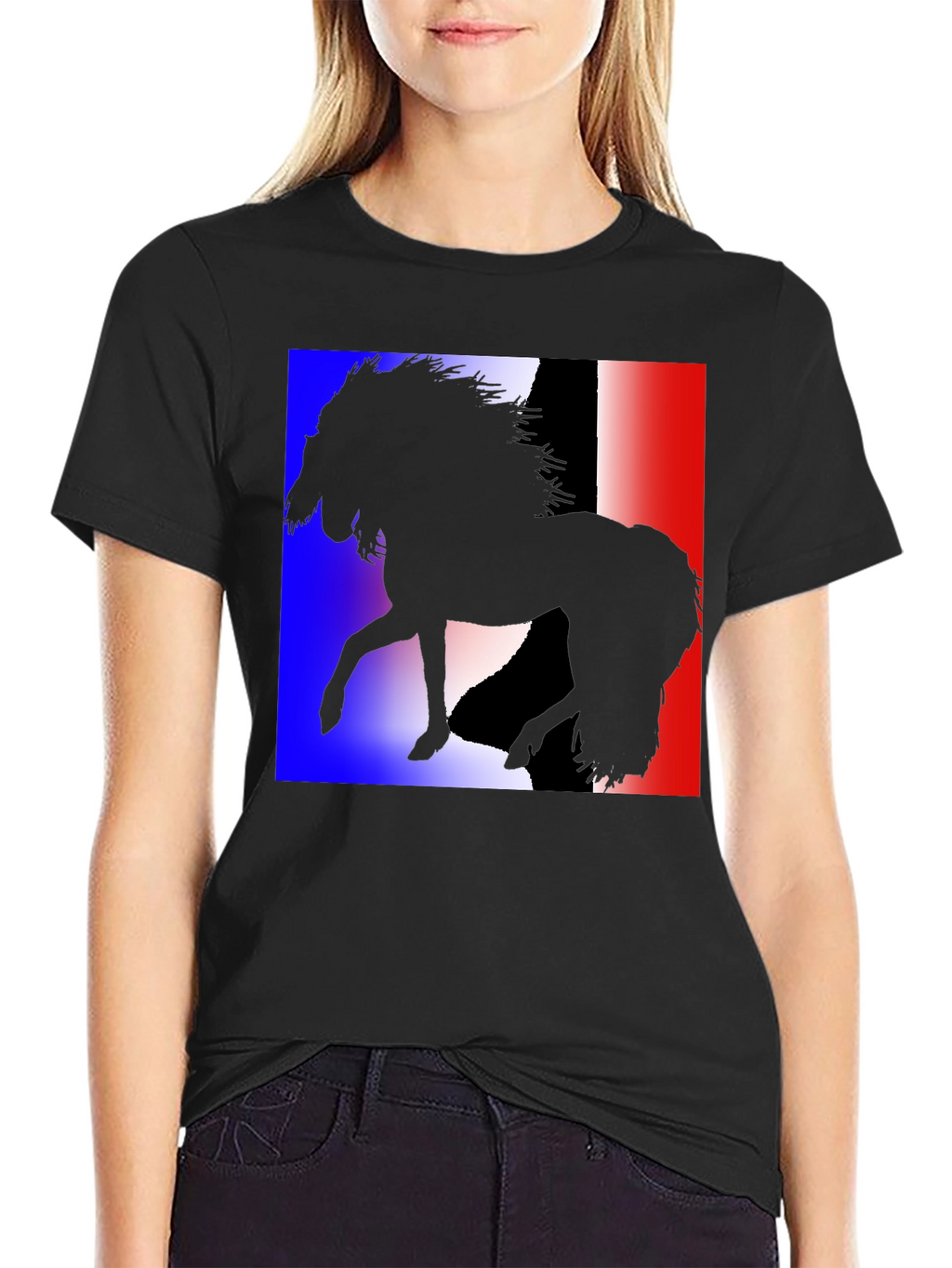 French Flag Horse Silhouette Graphic T-Shirt