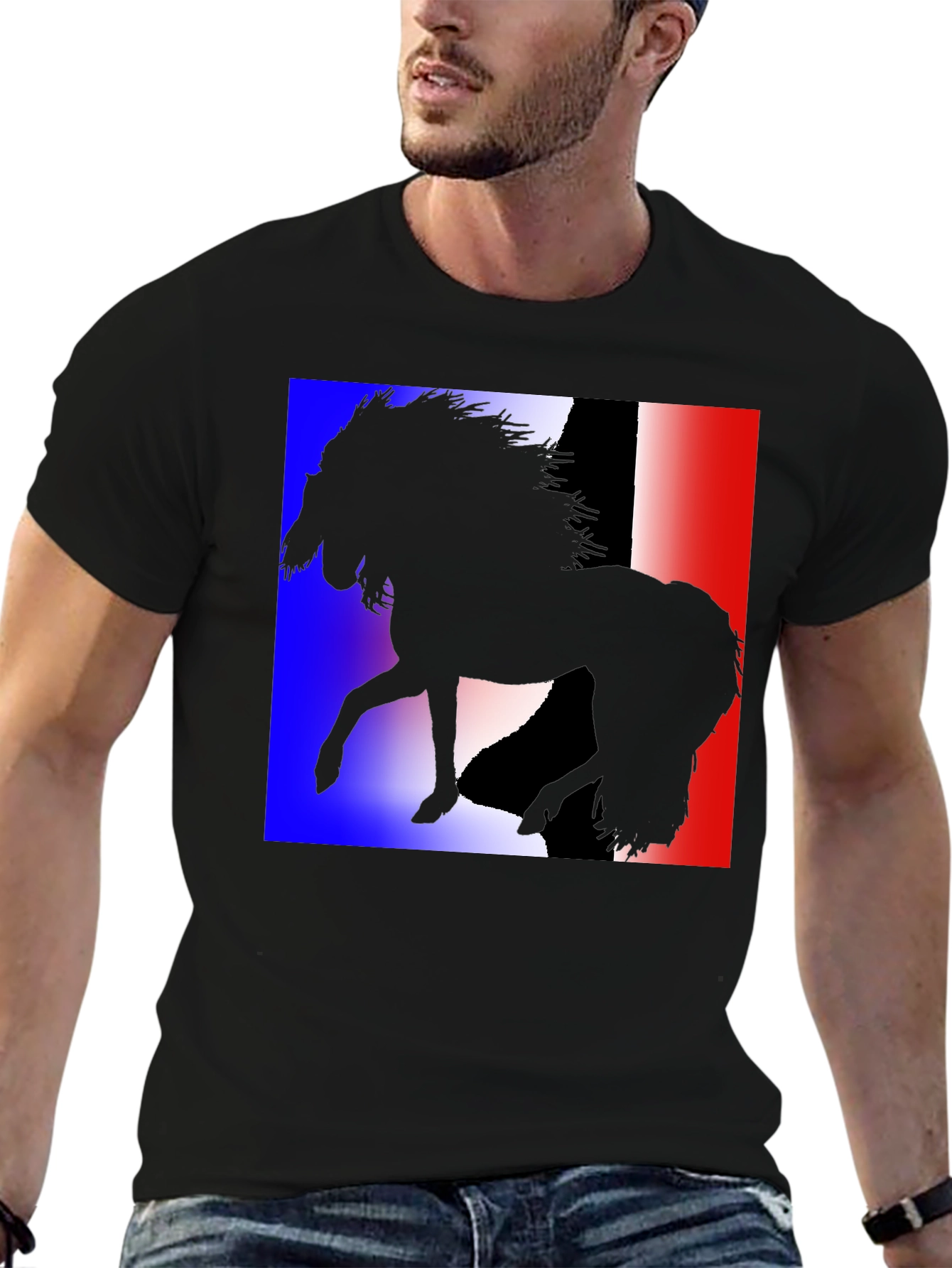 French Flag Horse Silhouette Graphic T-Shirt