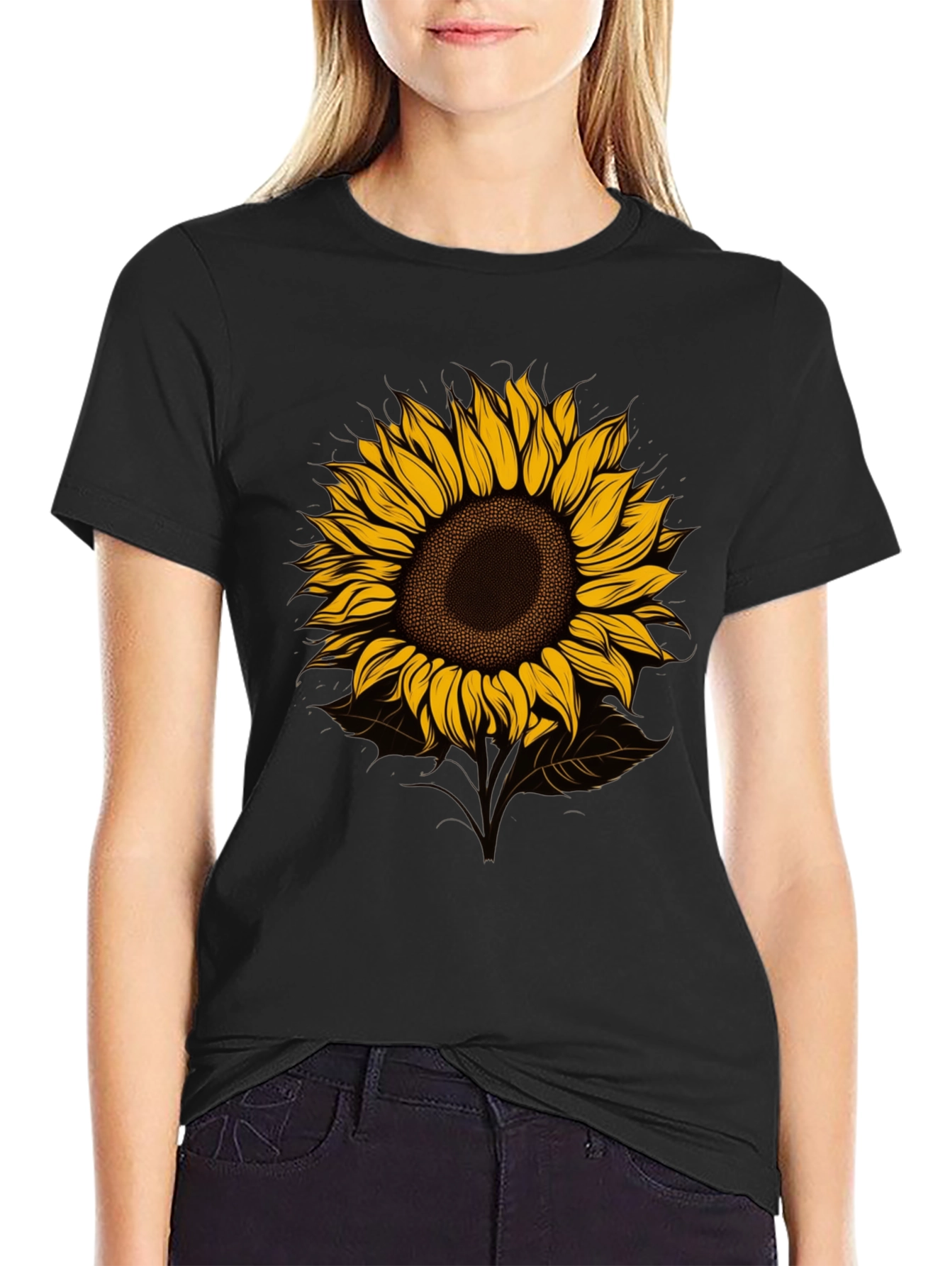 Sunflower Graphic Tee - Stylish Mens Black T-Shirt