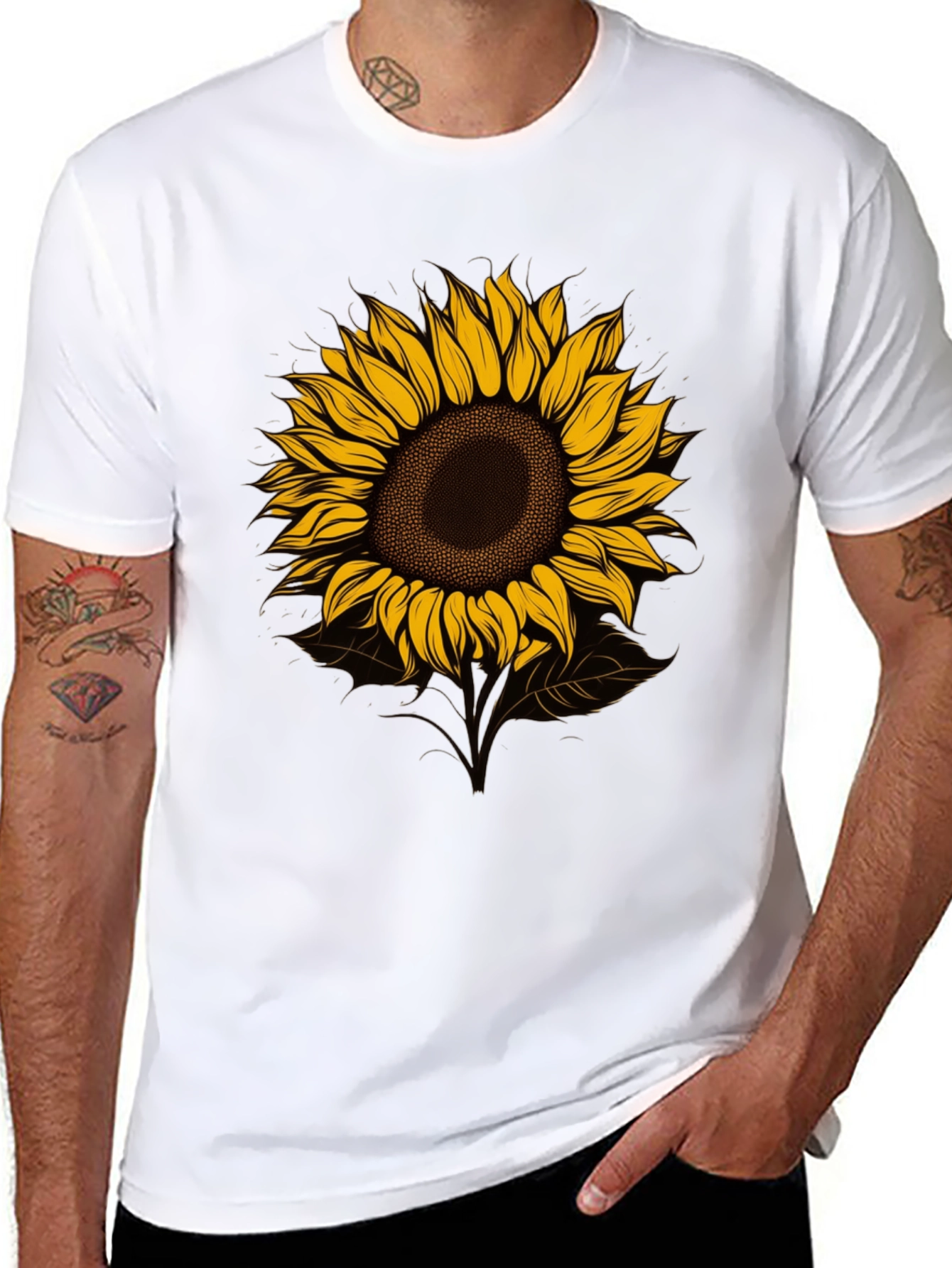Sunflower Graphic Tee - Stylish Mens Black T-Shirt