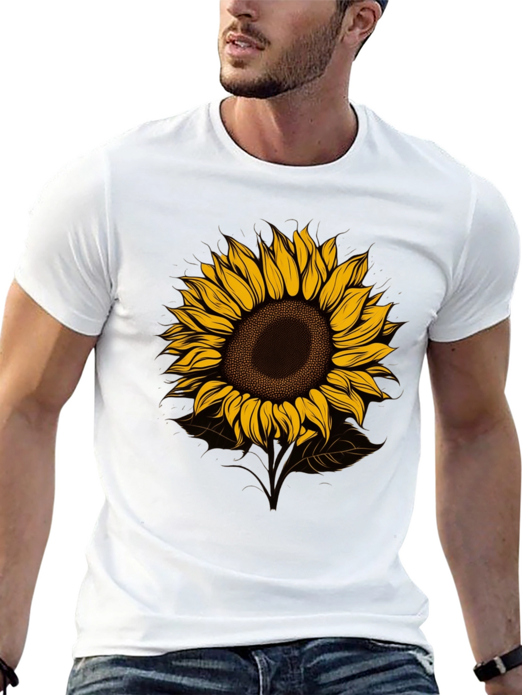 Sunflower Graphic Tee - Stylish Mens Black T-Shirt
