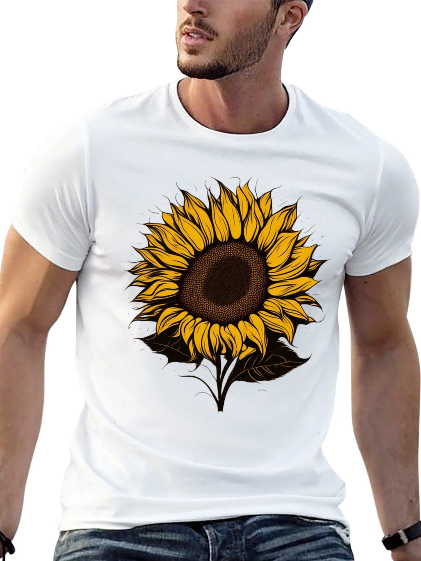 Sunflower Graphic Tee - Stylish Mens Black T-Shirt