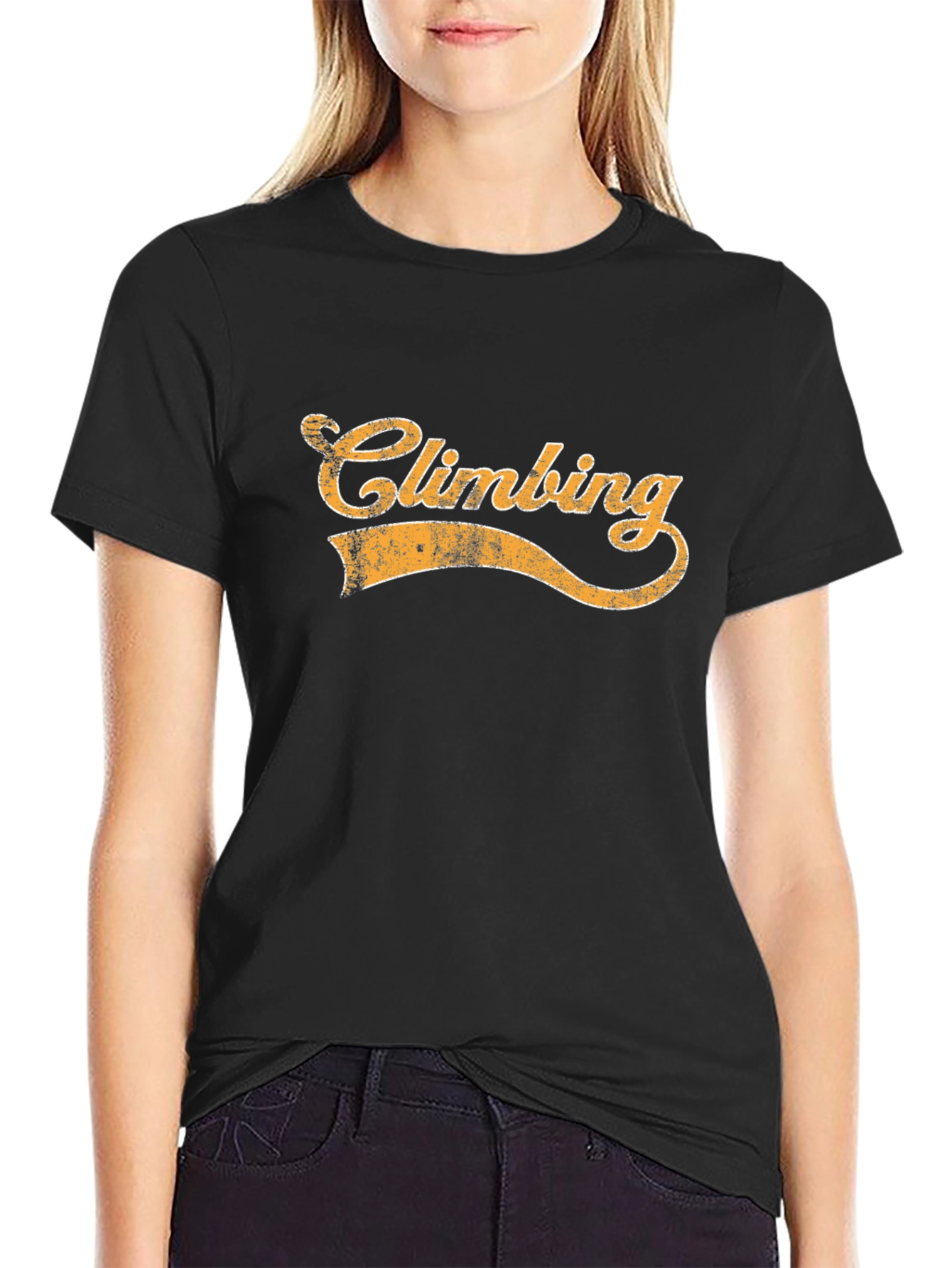 Climbing Graphic Black T-Shirt - Vintage Style