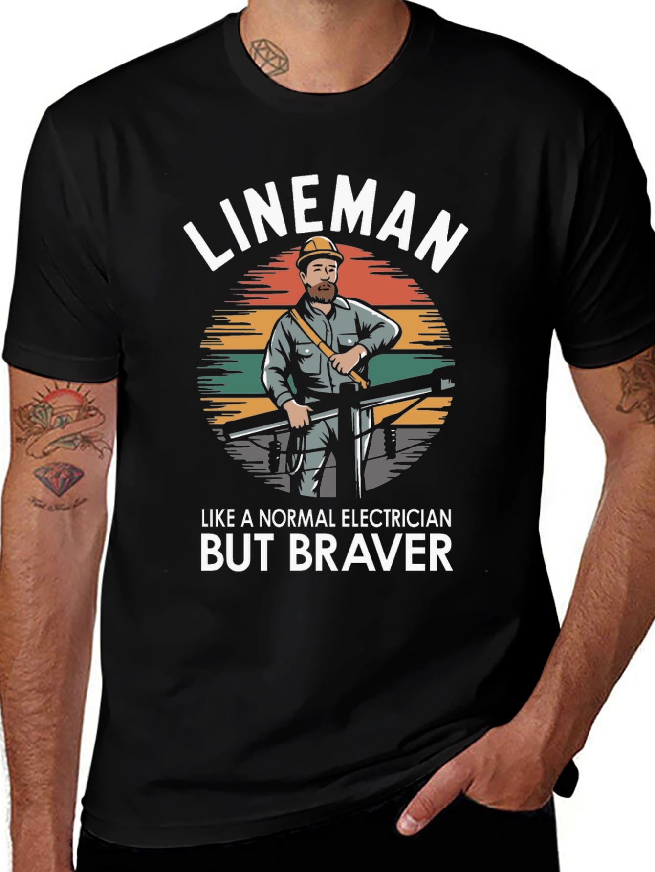 Lineman - Like a Normal Electrician But Braver T-Shirt