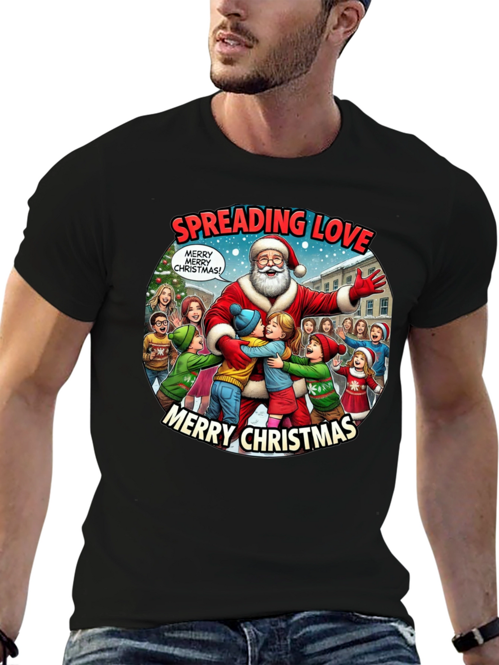 Spreading Love Merry Christmas Graphic Tee