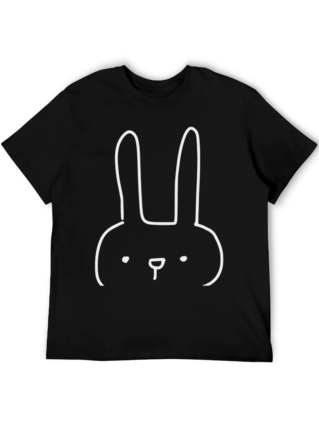 Minimalist Bunny Graphic Tee - Black