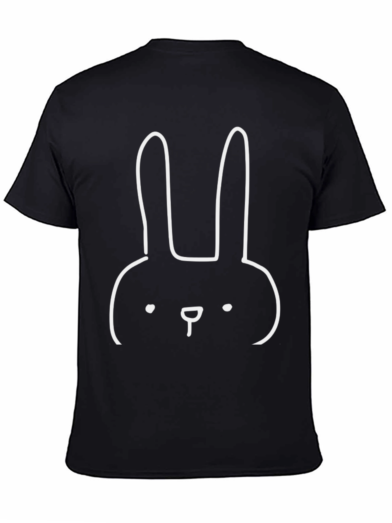 Minimalist Bunny Graphic Tee - Black