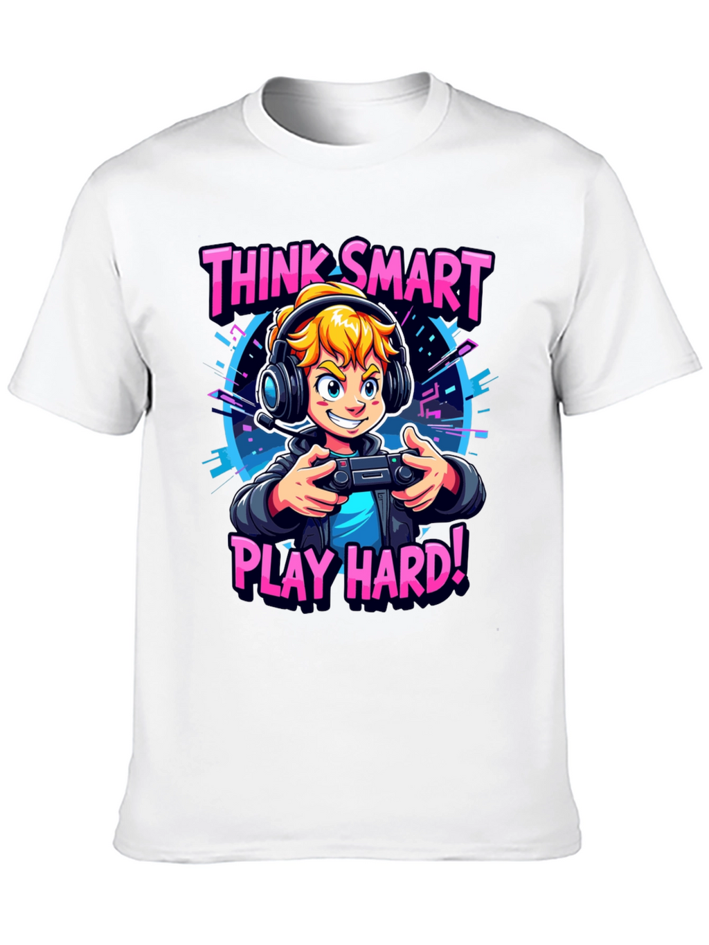 Think Smart Play Hard Gamer T-Shirt