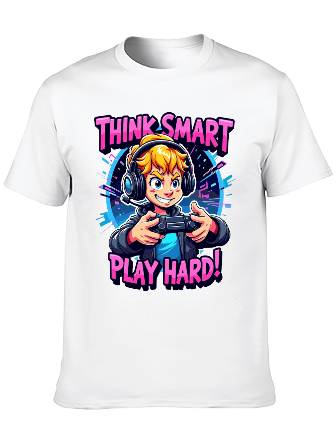 Think Smart Play Hard Gamer T-Shirt