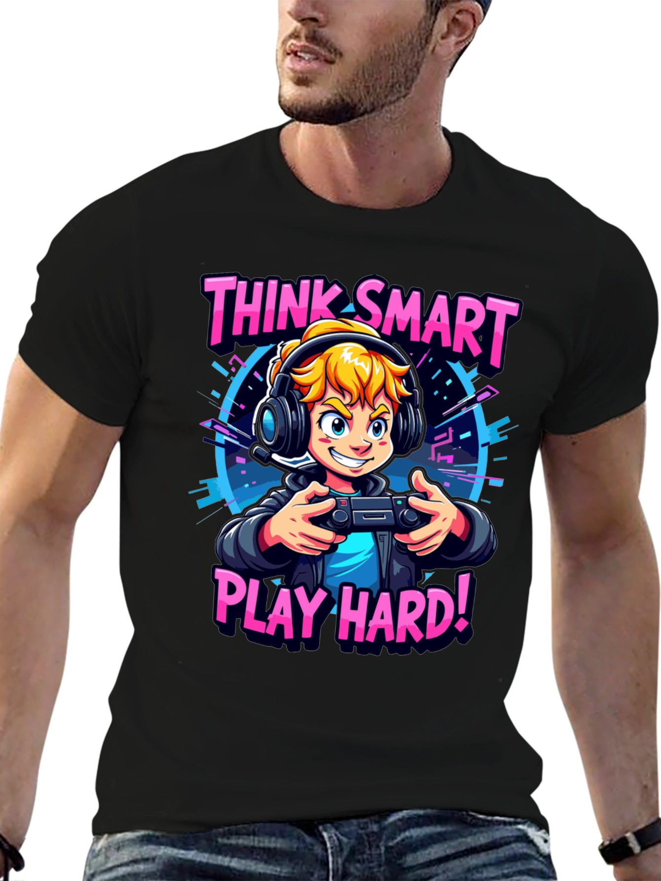 Think Smart Play Hard Gamer T-Shirt