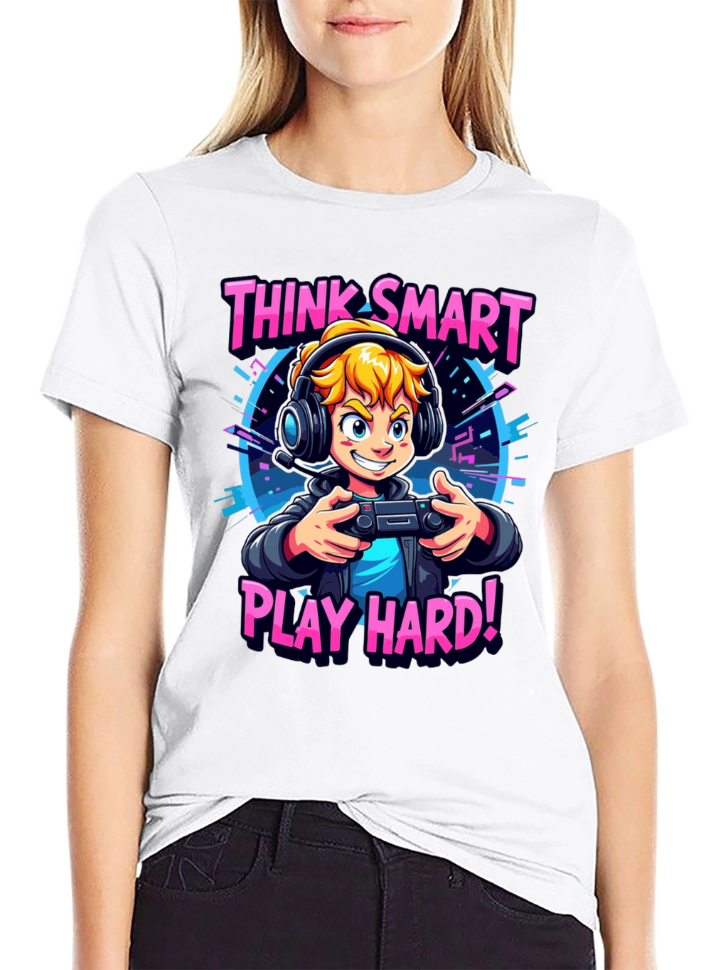 Think Smart Play Hard Gamer T-Shirt