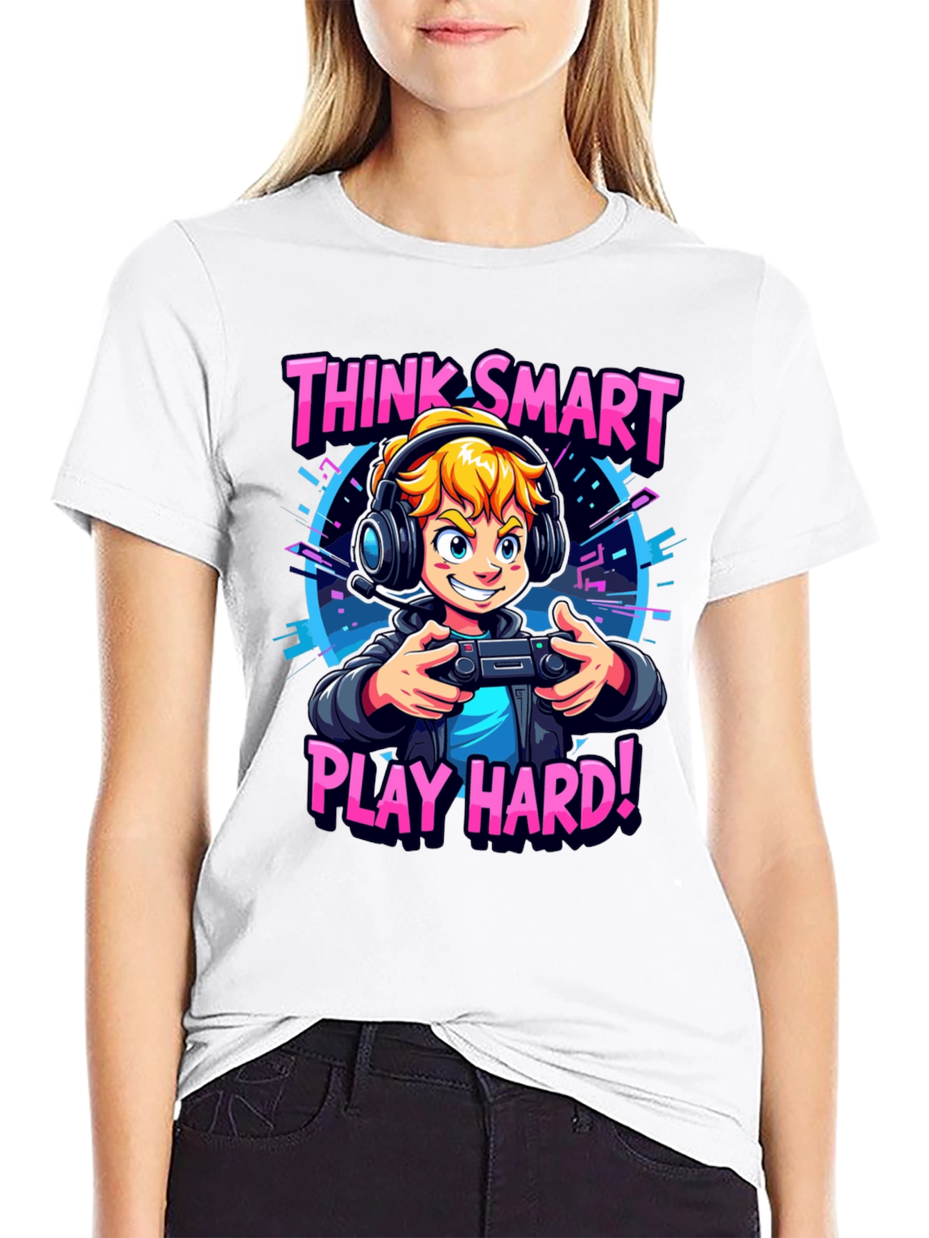 Think Smart Play Hard Gamer T-Shirt