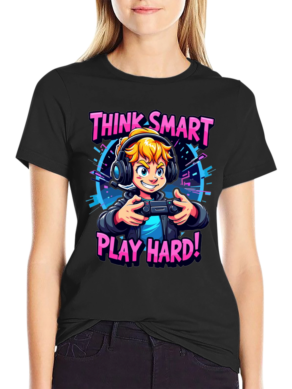 Think Smart Play Hard Gamer T-Shirt