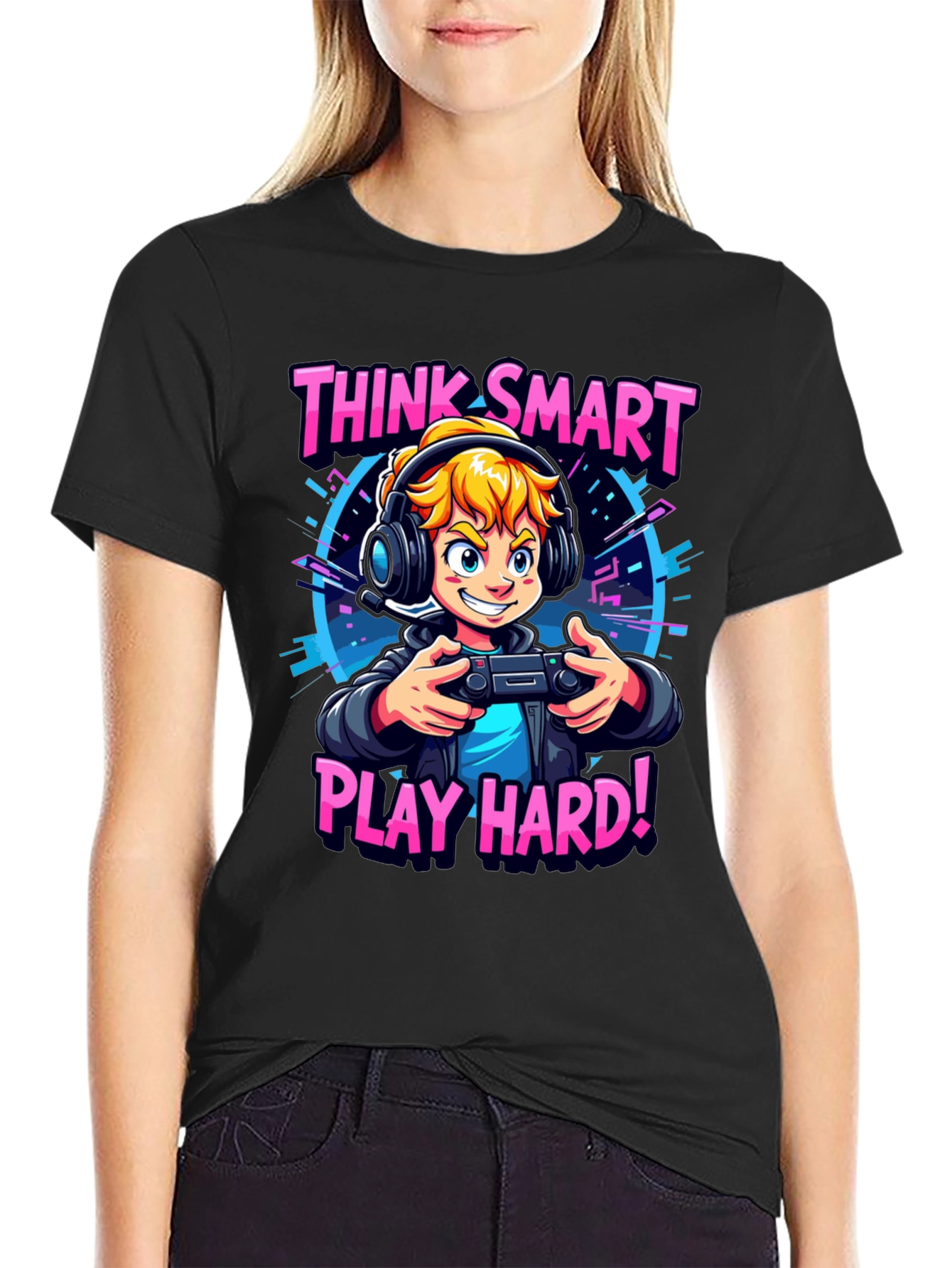 Think Smart Play Hard Gamer T-Shirt