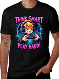 Think Smart Play Hard Gamer T-Shirt