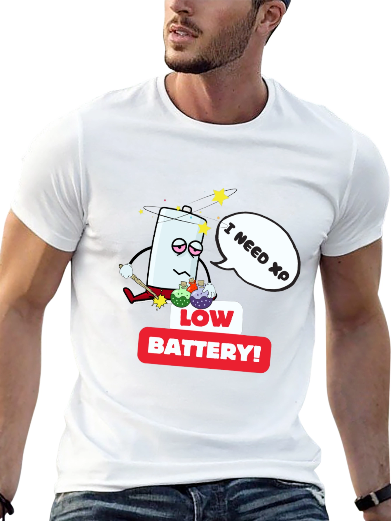 Low Battery XP Mens Black T-Shirt