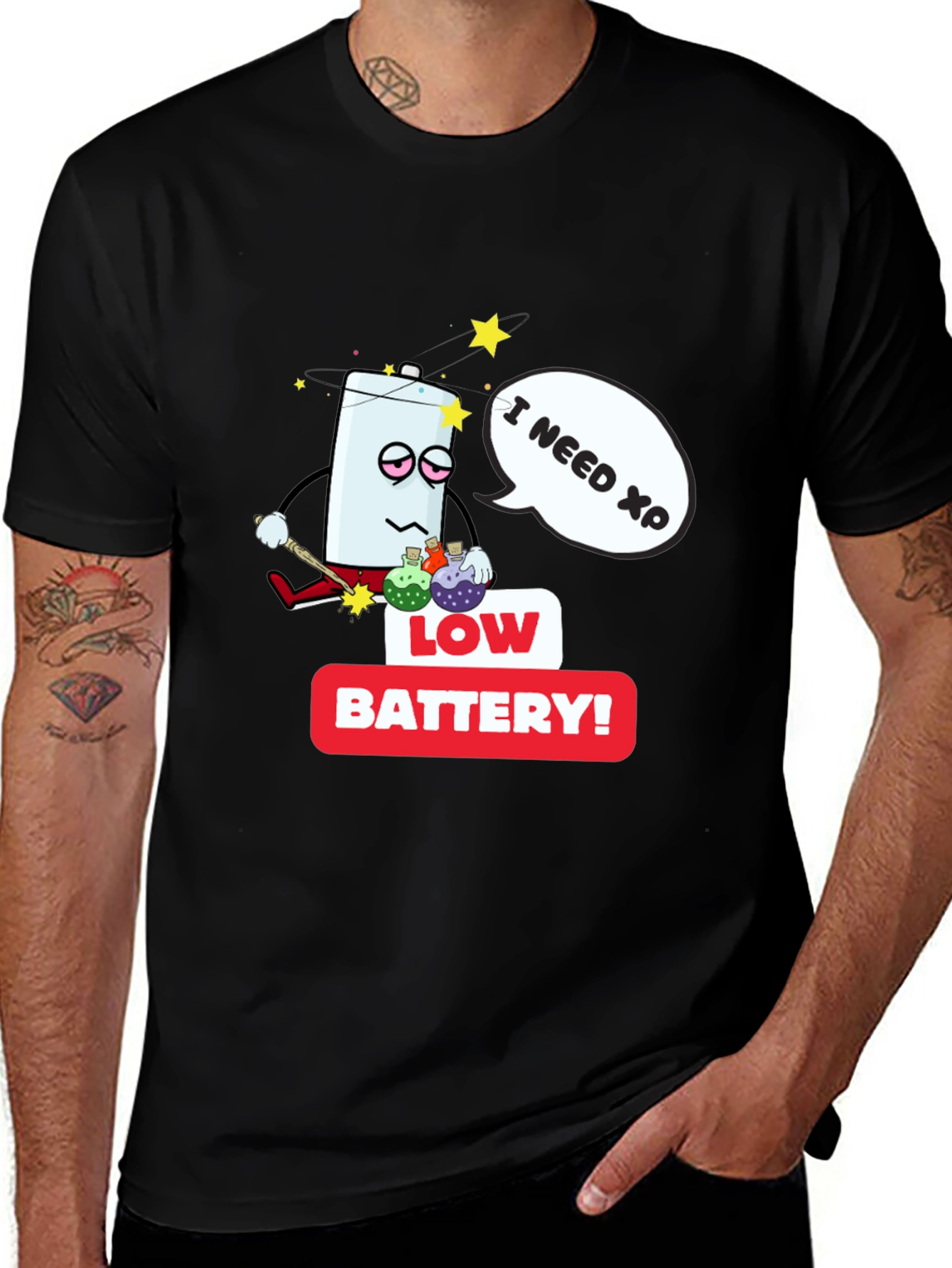 Low Battery XP Mens Black T-Shirt