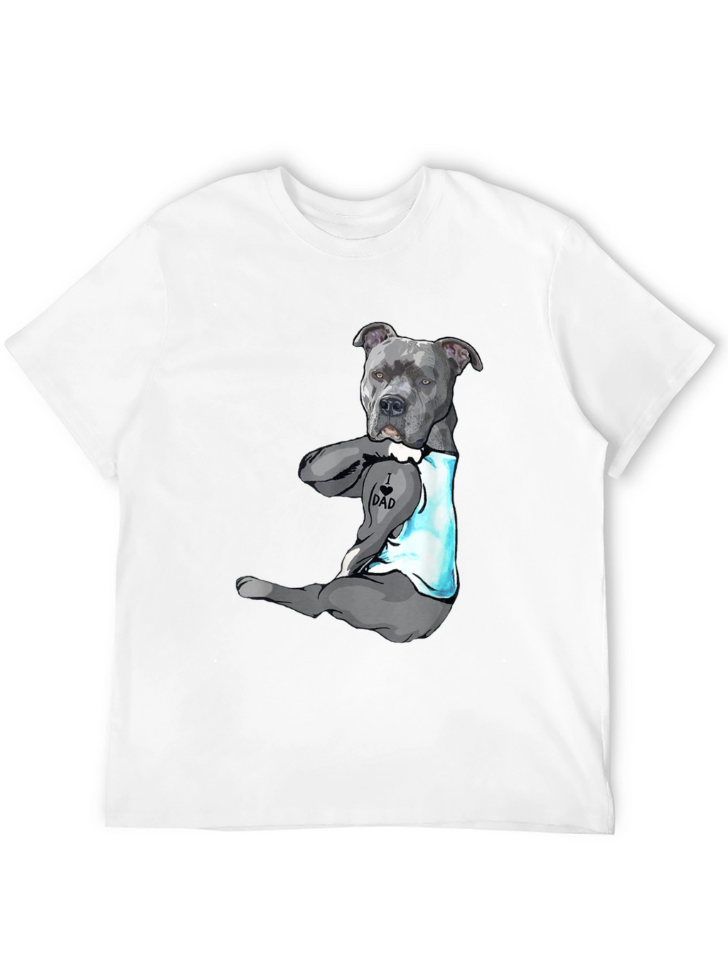 I Love Dad Tattoo Pitbull T-Shirt - Black