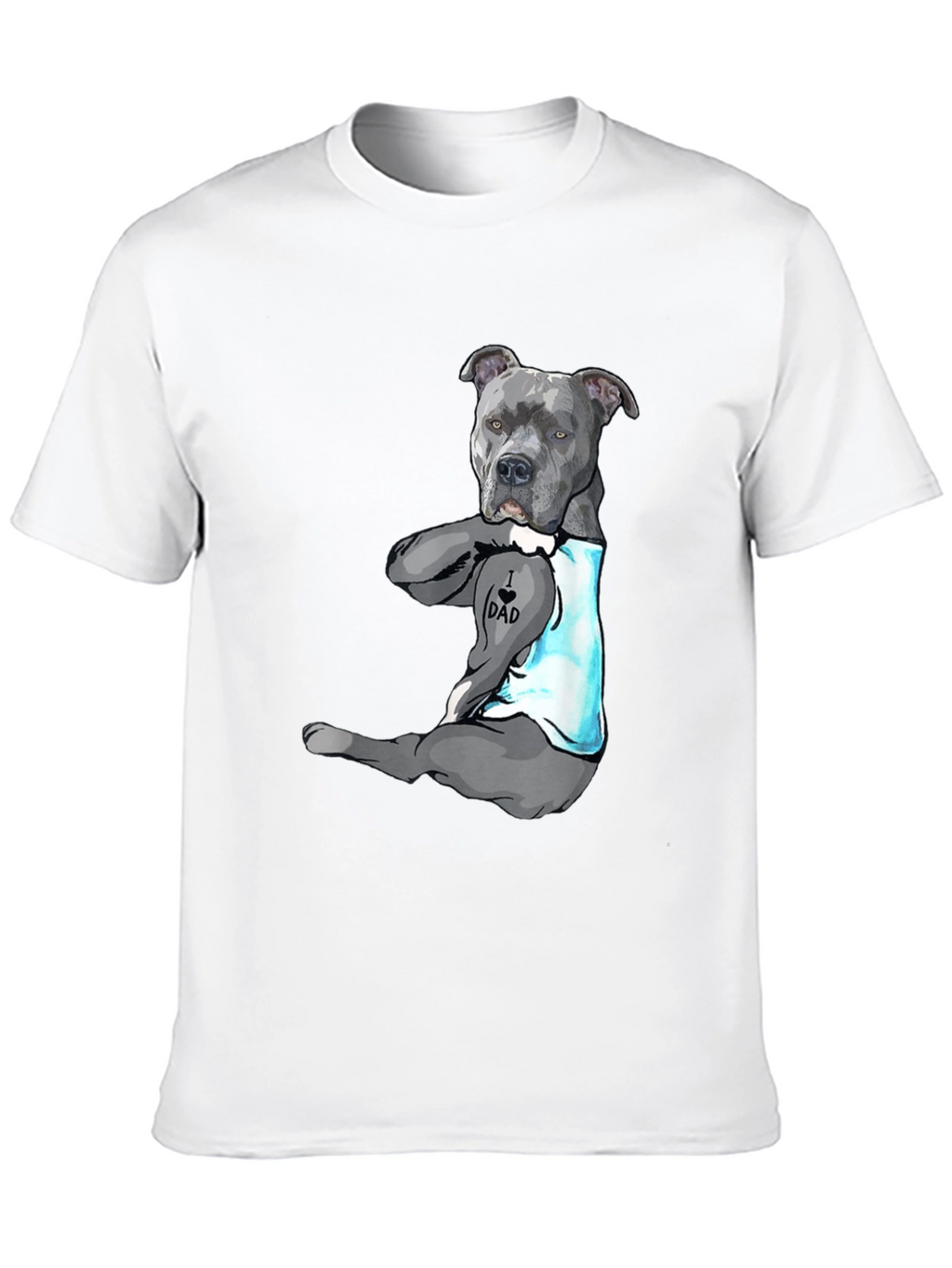 I Love Dad Tattoo Pitbull T-Shirt - Black